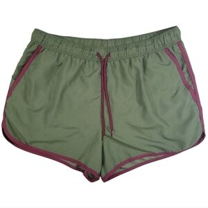 ASOS Womens Beach/Active Green With Maroon Stripes Polyester Kahki Swim Size XL